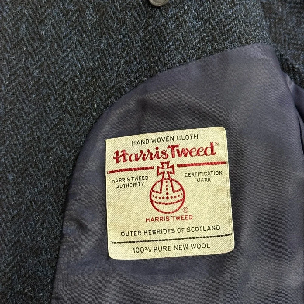 Brooks Brothers Harris‎ Tweed Wool Blazer Navy Blue Herringbone Regent Fit 44R